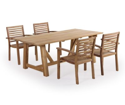 Hercules Pala Havemøbelsæt m/ 4 stole - 100x200 - Kerneteak