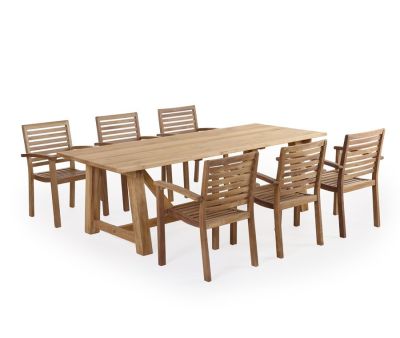 Hercules Pala Havemøbelsæt m/ 6 stole - 100x246 - Kerneteak