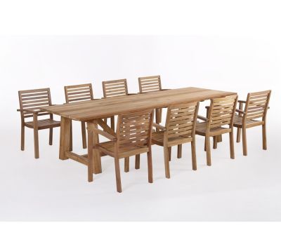 Hercules Pala Havemøbelsæt m/ 8 stole - 100x290 - Kerneteak