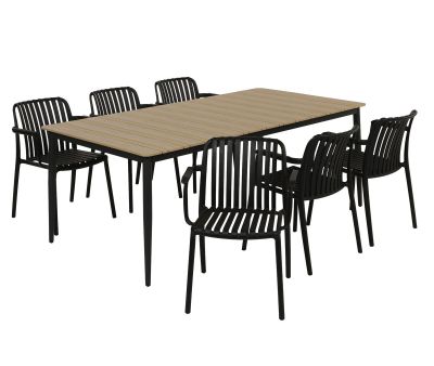 Malmø Sonja Havemøbelsæt til 6 personer - 100x200 - Mørkegrå