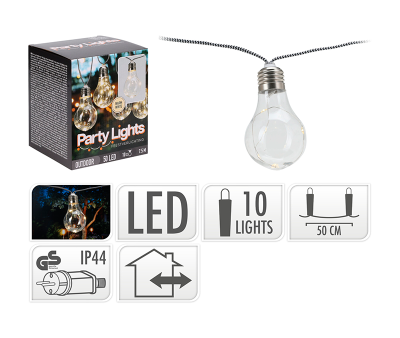 Lyskæde Partylight m/50 LED - Varm hvid
