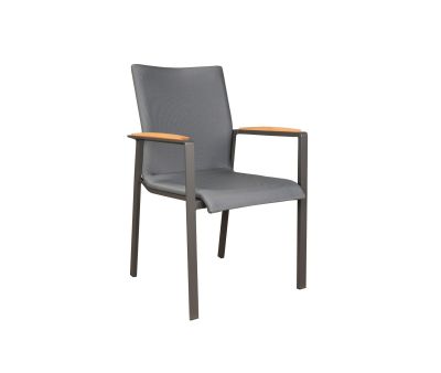 Lea Lux stabelstol med teak armlæn - Antracit / Grå