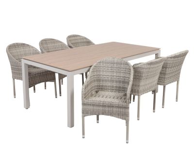 Selma Andrea Havemøbelsæt m/6 stole - 100x200 - Gråhvid