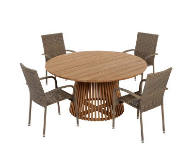 Luca Gine Ø150 Havemøbelsæt med 4 stole 