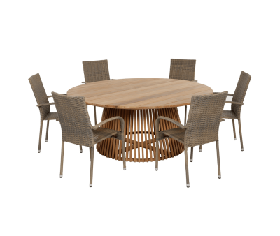 Luca Gine Ø180 Havemøbelsæt med 6 stole 