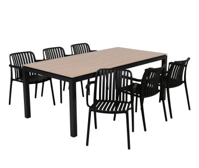 Selma Sonja Havemøbelsæt m/6 stole - 100x200 - Antracitgrå