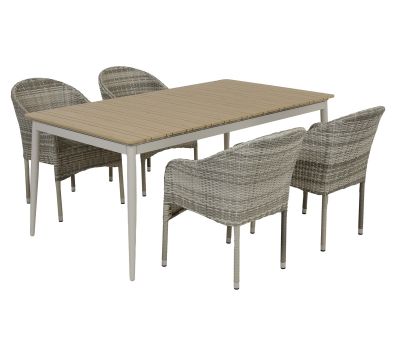 Malmø Andrea Havemøbelsæt til 4 personer - 100x180/235 cm - Gråhvid