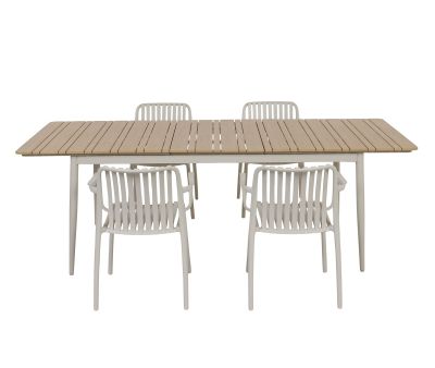 Malmø Sonja Havemøbelsæt til 4 personer - 100x180/235 cm - Gråhvid