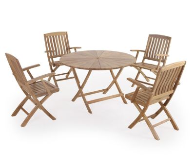 Sun Mie Havemøbelsæt Ø120 - m/armlæn - Kerneteak