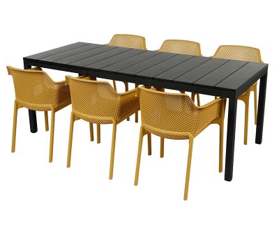 Nardi Rio 140/210 Net Havemøbelsæt - Sennep