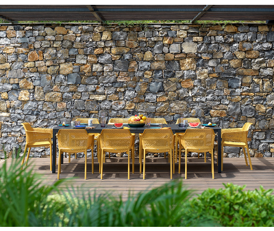 Nardi Rio 210/280 Net Havemøbelsæt med 8 stole - Sennep