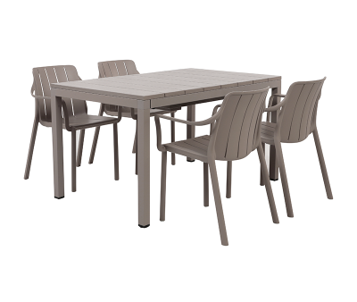 Nardi Rio Tiberina Havemøbelsæt med 4 stole - Latte