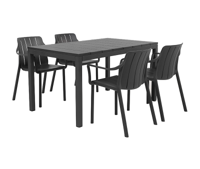 Nardi Rio Tiberina Havemøbelsæt med 4 stole - Antracit