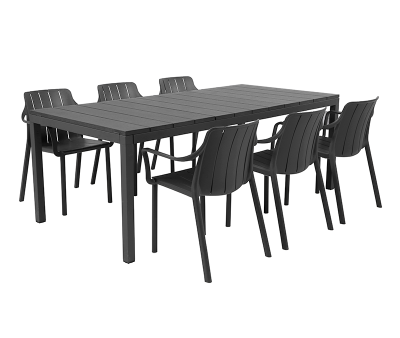 Nardi Rio Tiberina Havemøbelsæt med 6 stole - Antracit