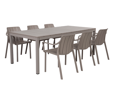 Nardi Rio Tiberina Havemøbelsæt med 6 stole - Latte