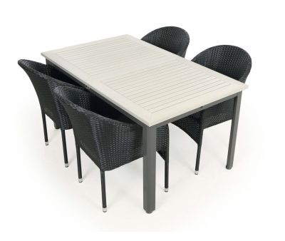 Nydala Andrea Havemøbelsæt med udtræksbord - 90x150/200 - Lys Grå/Sort