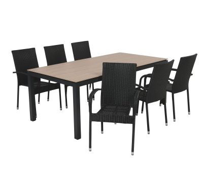 Selma Geneve Havemøbelsæt m/6 stole - 100x200 - Antracitgrå