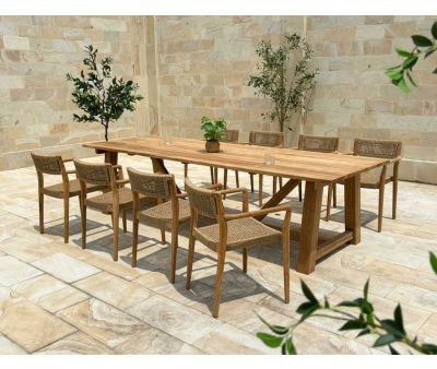 Hercules Manja Havemøbelsæt m/8 stole - 100x290 - Kerneteak