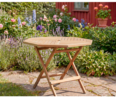 Porto 8 kantet foldebord Ø120 - Kerneteak 