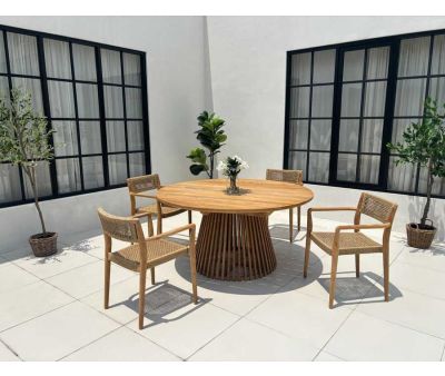 Luna Manja Havemøbelsæt m/4 stole - Ø150 - Kerneteak