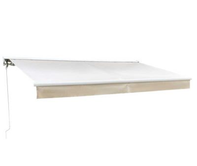 Pil markise - semikassette med motor - 3,5 x 3 meter - Hvid/Beige