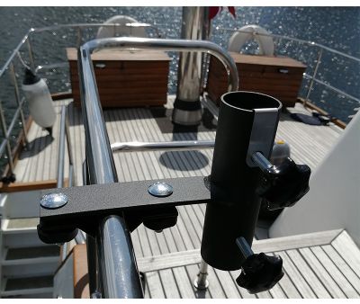 Smartfoot parasolholder til gelænder vandret enkel rund