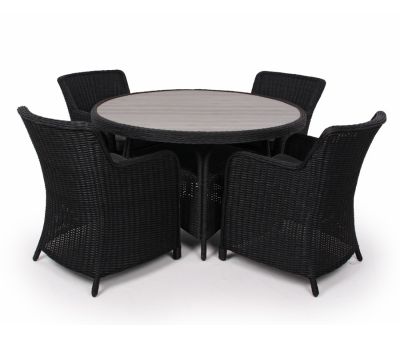 Rio Havemøbelsæt Ø130 med spisestole - Sort