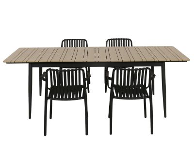 Malmø Sonja Havemøbelsæt til 4 personer - 100x180/235 cm - Mørkegrå
