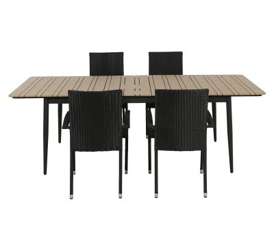 Malmø Geneve Havemøbelsæt til 4 personer - 100x180/235 cm - Mørkegrå