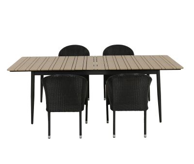 Malmø Andrea Havemøbelsæt til 4 personer - 100x180/235 cm - Mørkegrå