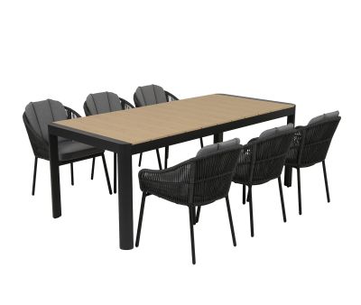 Lohals Svala Havemøbelsæt til 6 personer - 95 x 205/275 cm - Mørkegrå