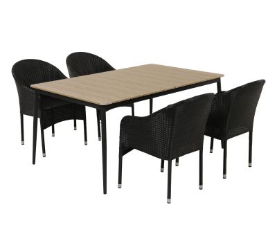 Malmø Andrea Havemøbelsæt til 4 personer - 100x160 cm - Mørkegrå