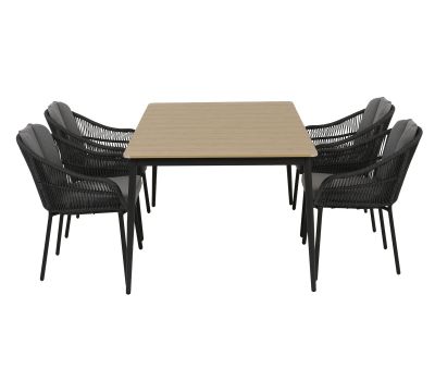 Malmø Svala Havemøbelsæt til 4 personer - 100x160 cm - Mørkegrå