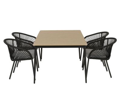 Malmø Nora Havemøbelsæt til 4 personer - 100x160 cm - Mørkegrå