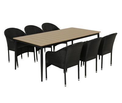 Malmø Andrea Havemøbelsæt til 6 personer - 100x200 cm - Mørkegrå