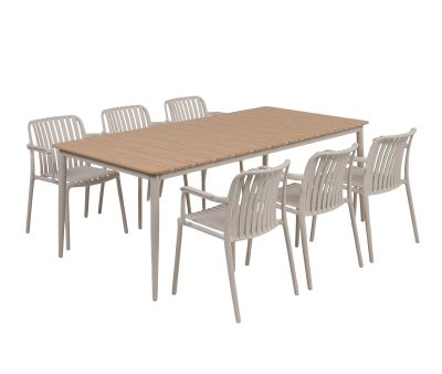 Malmø Sonja Havemøbelsæt til 6 personer - 100x200 cm - Gråhvid