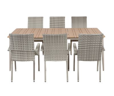 Malmø Geneve Havemøbelsæt til 6 personer - 100x200 cm - Gråhvid