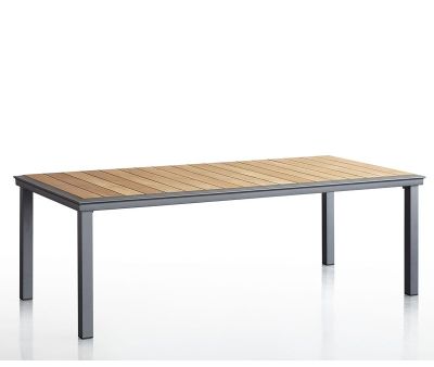 DaneLine Eva Havebord 102x219 cm - Kerneteak / Grå