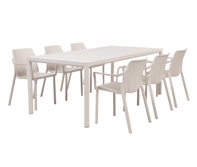 Nardi Tevere Tiberina Havemøbelsæt med 6 stole - Sand