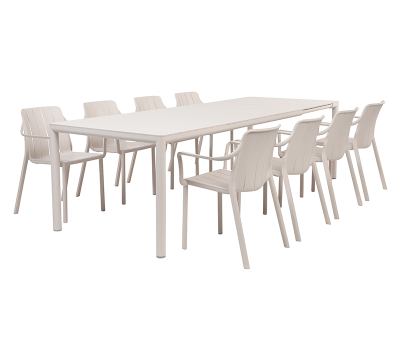 Nardi Tevere Tiberina Havemøbelsæt med 8 stole - Sand