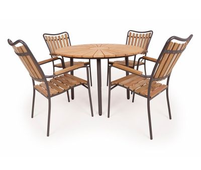 DaneLine Eva Teak Havemøbelsæt - Ø110 cm - Grå