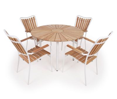 DaneLine Eva Teak Havemøbelsæt - Ø110 cm - Hvid