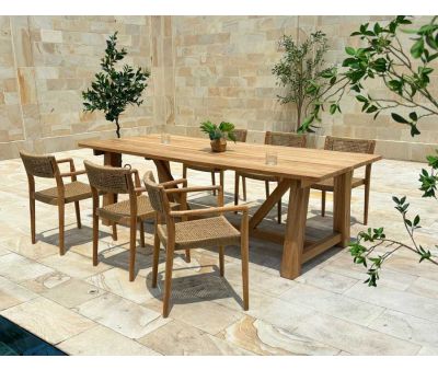 Hercules Manja Havemøbelsæt m/6 stole - 100x246 - Kerneteak