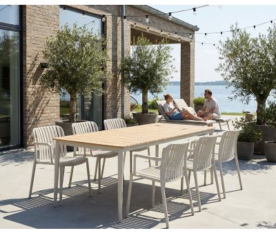 Malmø Sonja Havemøbelsæt til 6 personer - 100x200 cm - Gråhvid