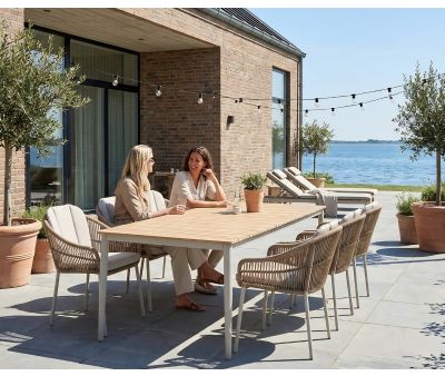 Malmø Svala Havemøbelsæt til 6 personer - 100x200 cm - Gråhvid