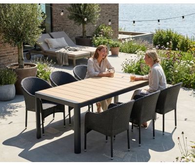 Lohals Andrea Havemøbelsæt med 6 stole - 95 x 205/275 cm - Mørkegrå