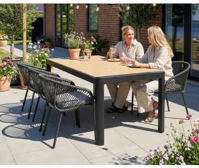 Lohals Nora Havemøbelsæt til 6 personer - 95 x 205/275 cm - Mørkegrå