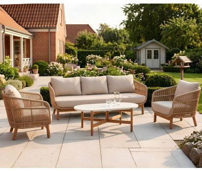 Helena 5-personers sofasæt med Olivia Sofabord 60x120 - Mørkolieret