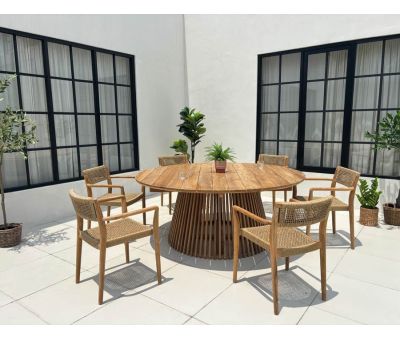 Luna Manja Havemøbelsæt m/6 stole - Ø180 - Kerneteak
