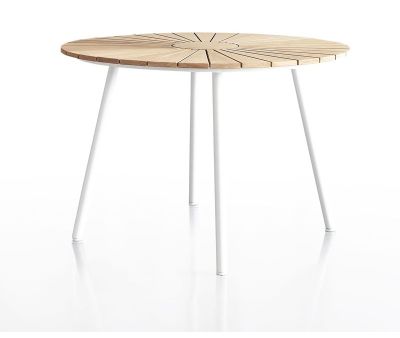 DaneLine Eva Havebord Ø110 cm - Kerneteak / Hvid